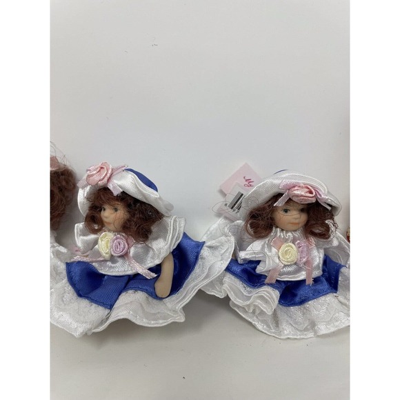 6 Vintage Cameo Kids Collection Mini Jointed Poseable Porcelain Dolls 4” Inches - Picture 3 of 8